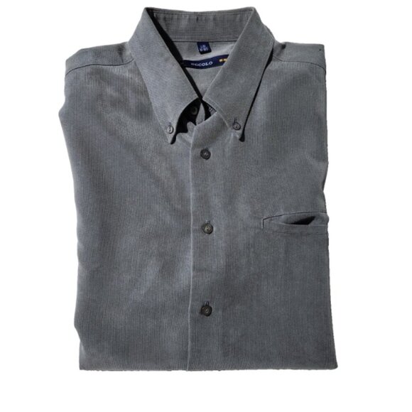 Eccolo Shirt Men's Size Large Button Down Long Sleeve 16-16 1/2 Neck Taupe - Picture 2 of 11